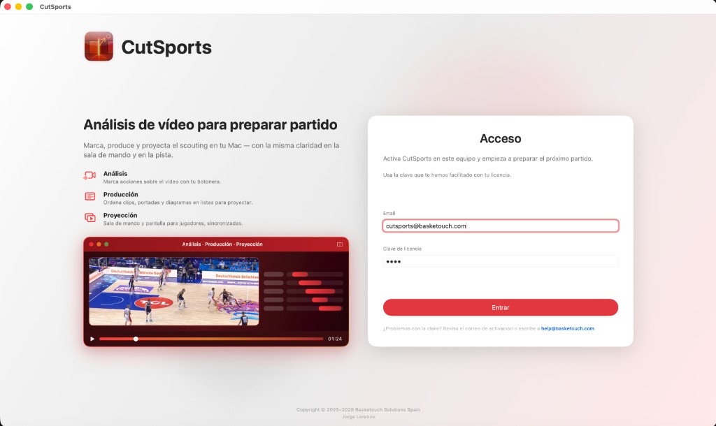 Captura de CutSports: análisis, producción y proyección en Mac
